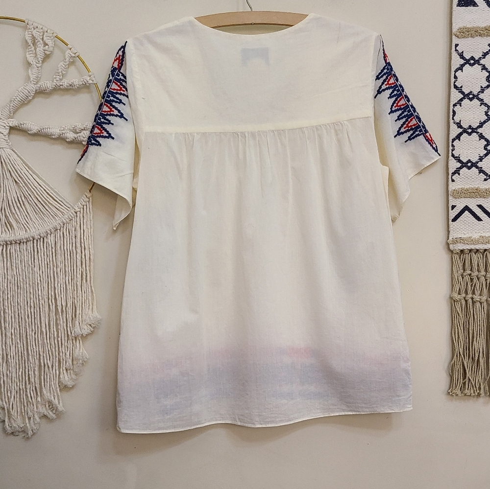 ☆ SOLD ☆ Anthropologie Pepin Embroidered Tassel Top - Picture 5 of 9